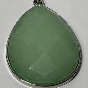 Pendant Necklace Large Green Teardrop